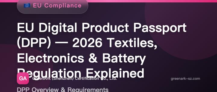 EU Digital Product Passport (DPP) — 2026 Textile / Electronics / Battery Industry New Regulations Fully Explained