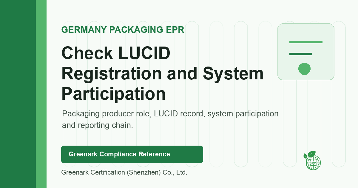 Germany Packaging EPR: Check LUCID Registration and System Participation