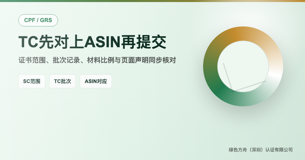 供应商有GRS证书但TC对不上ASIN？CPF绿标证据链最常断在这一环