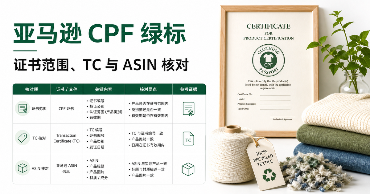 亚马逊 CPF 绿标：GRS/RCS/OCS 证书别只看名称，先对 ASIN 和 TC
