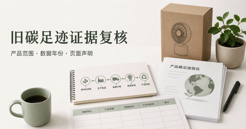 旧碳足迹证据用于 Amazon CPF 前怎么复核：产品范围、数据年份与页面声明
