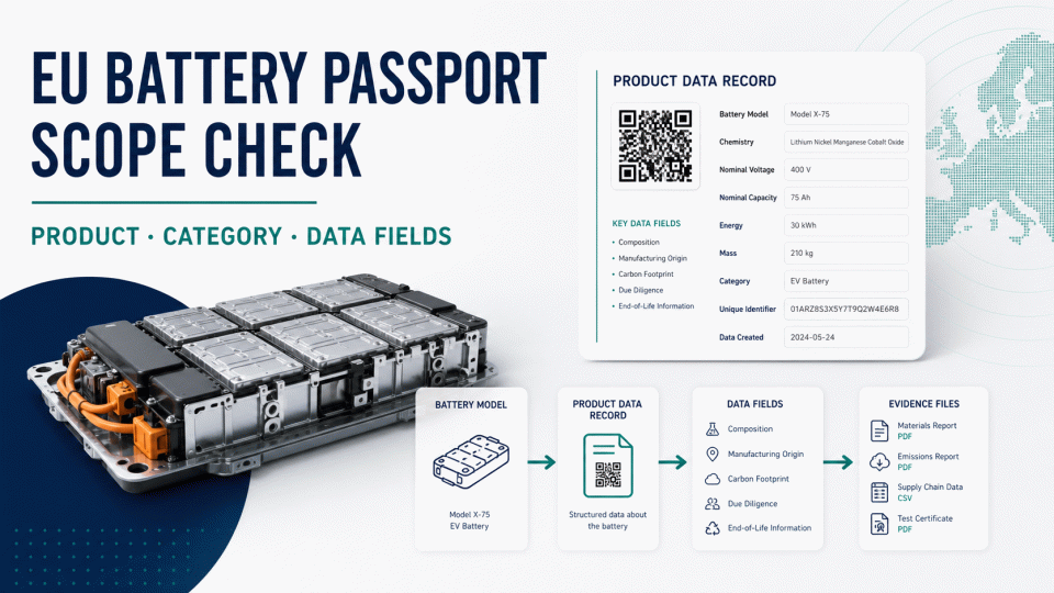 EU Battery Passport Scope Check: Product Categories, Data Fields and Evidence Records