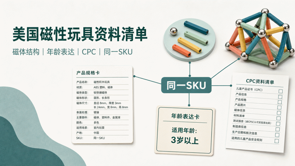 美国磁性玩具资料清单｜磁体结构、年龄表达、CPC 和页面必须对应同一 SKU