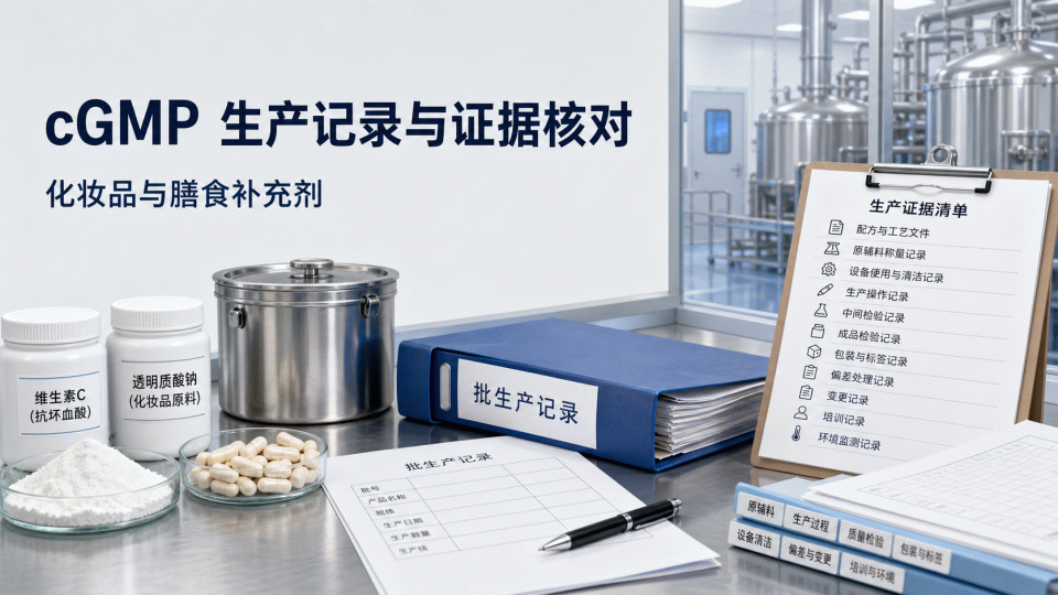 cGMP资料怎么核对：化妆品与膳食补充剂的生产记录、标签与证据边界