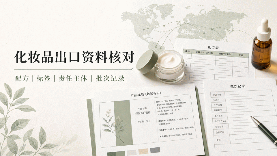 Cosmetics Export Documentation: Formula, Label, Responsible Party, and Batch Records