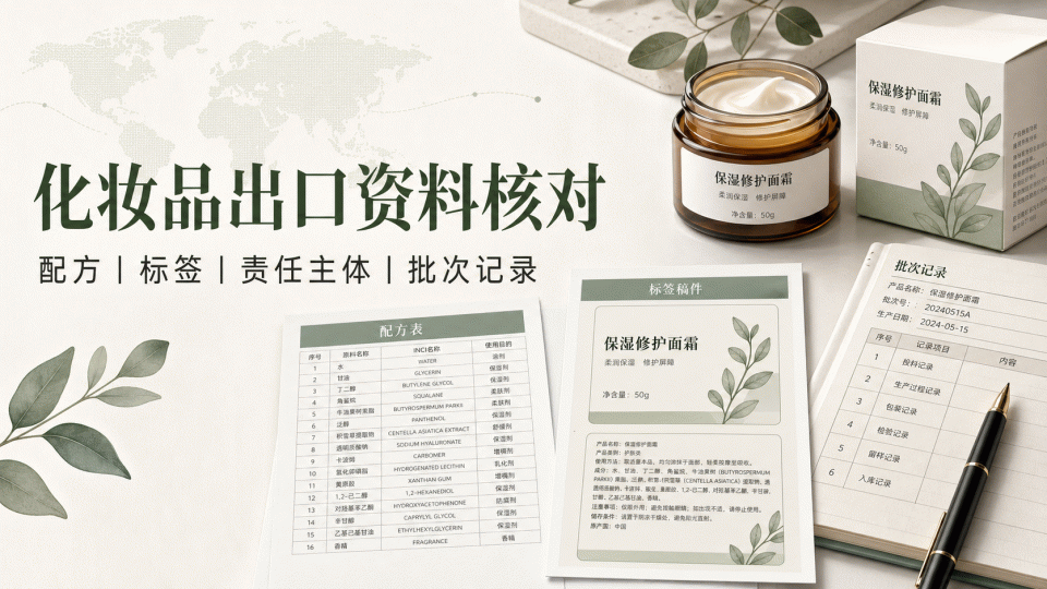 化妆品出口资料核对：配方、标签、责任主体与批次记录