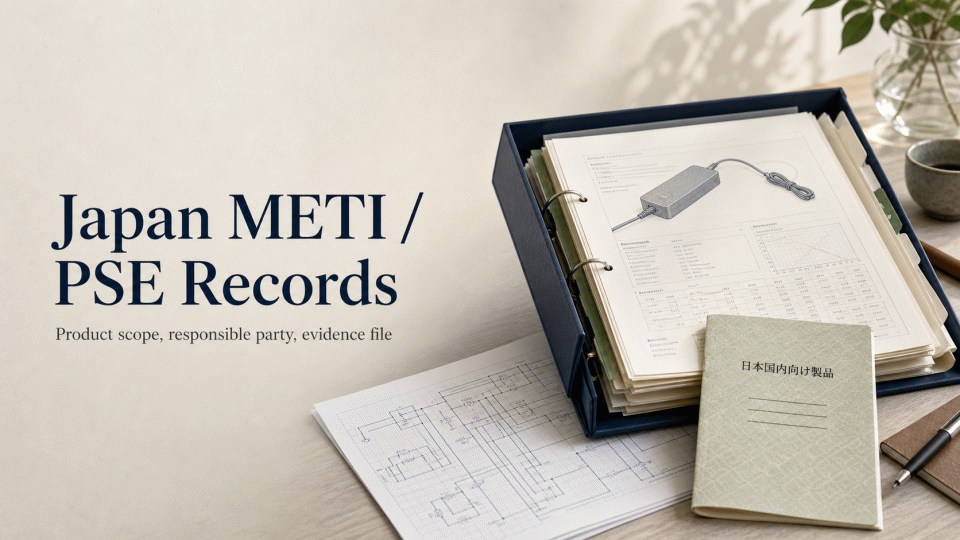 Japan METI / PSE records: product scope, responsible party and evidence map