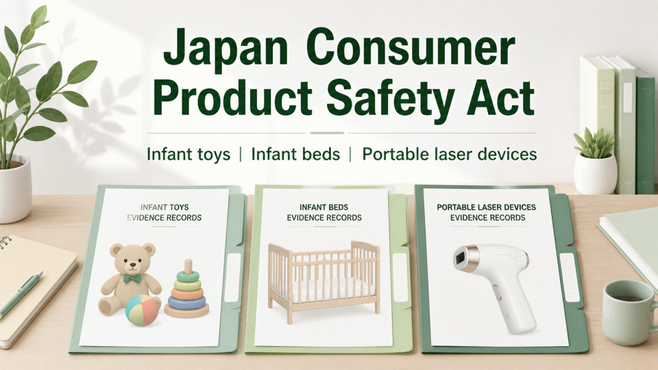 Japan Consumer Product Safety Act: Evidence Mapping for Infant Toys, Infant Beds and Portable Laser Devices