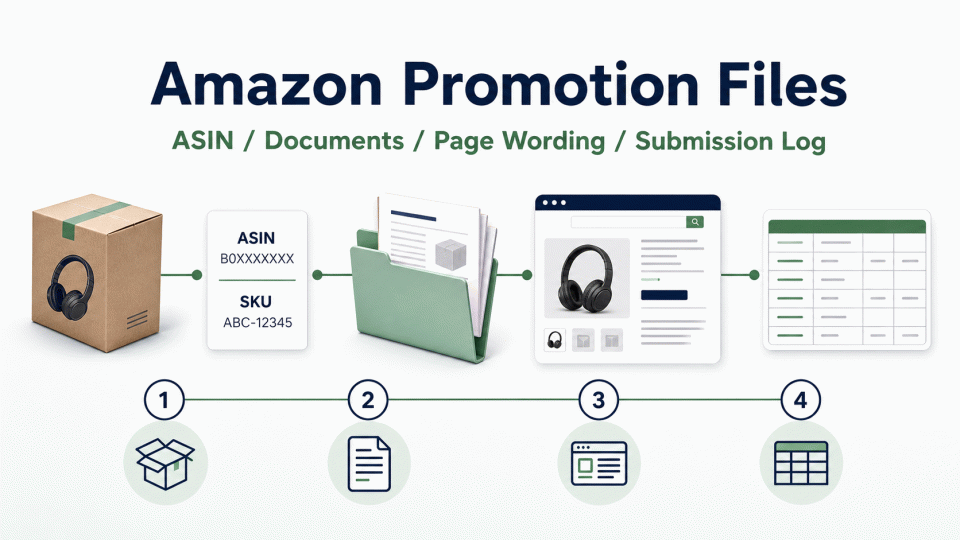 Amazon Promotion Files: ASINs, Evidence and Page Wording