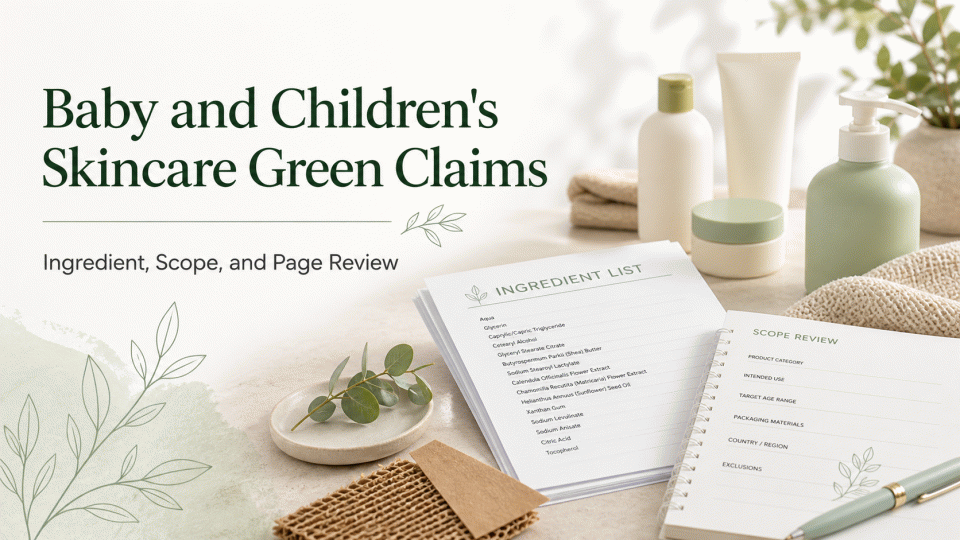 Baby and Children’s Skincare Green Claims: Ingredient, Scope, and Page Review