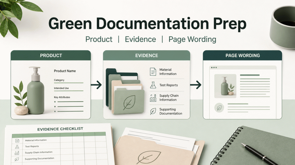Green Documentation Preparation: Connecting Products, Evidence and Page Wording