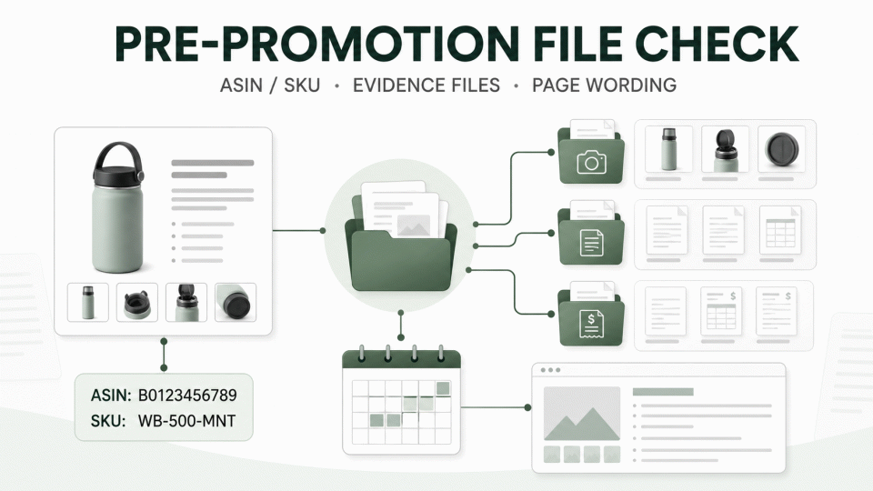 Amazon Promotion Readiness: ASIN/SKU Records, Evidence Files, and Page Wording