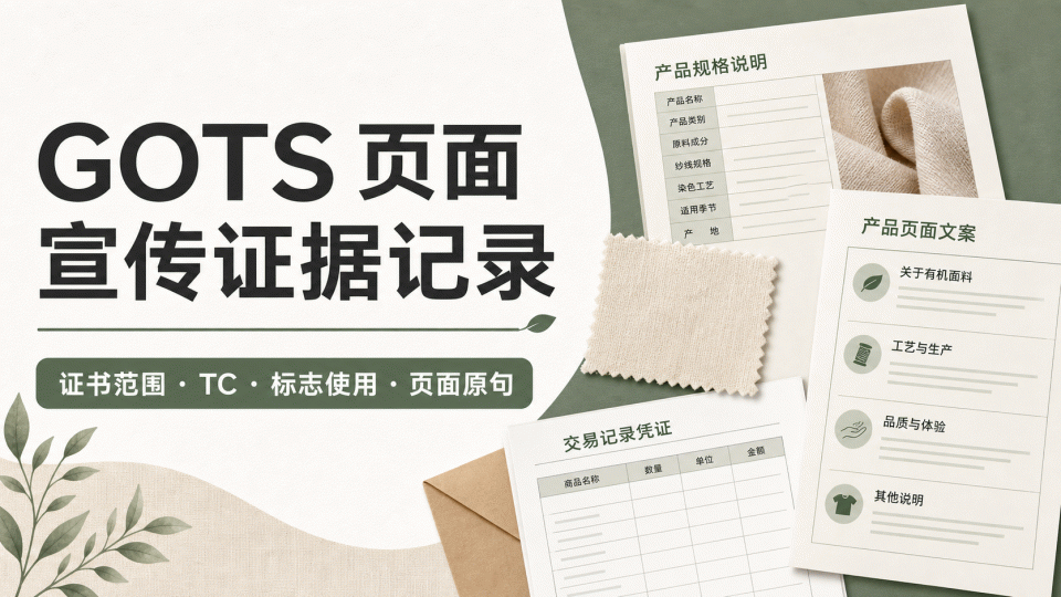 GOTS 页面宣传证据怎么对应：证书范围、TC 与产品页面原句