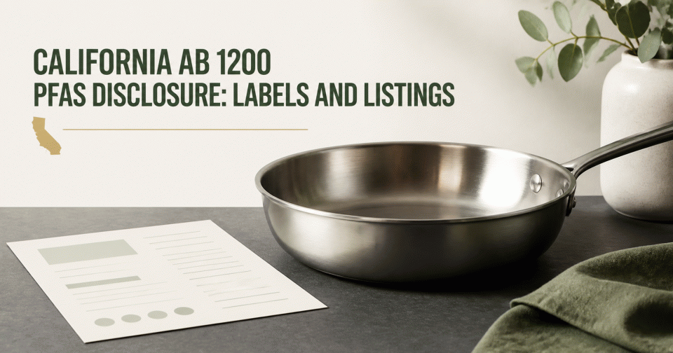 California AB1200 cookware PFAS disclosure: labels, listings and evidence