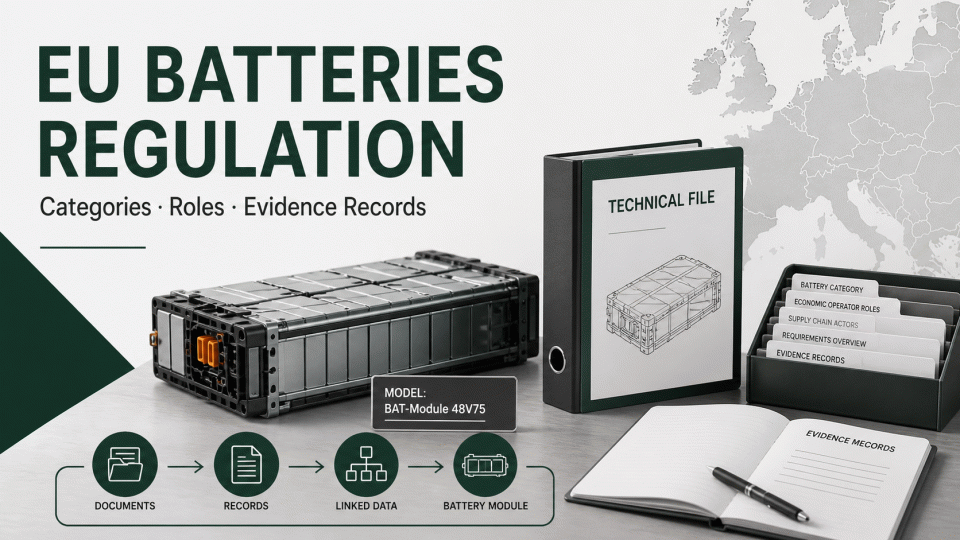 EU Batteries Regulation Review: Battery Categories, Roles and Evidence Records