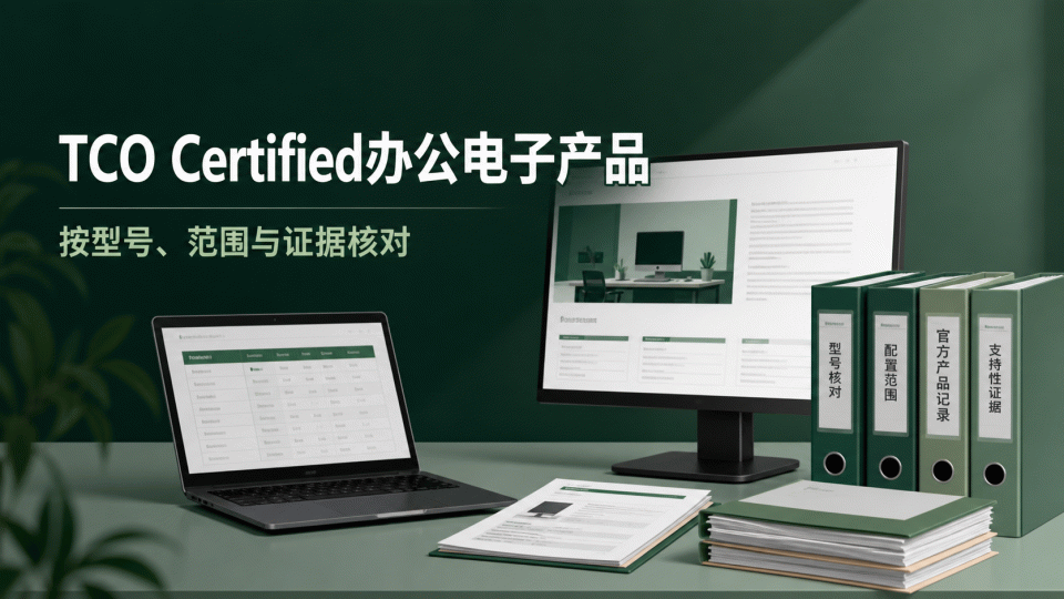 TCO Certified 办公电子产品：按型号、范围与证据核对
