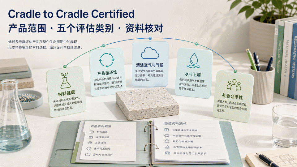 Cradle to Cradle Certified：产品范围、五个评估类别与资料核对