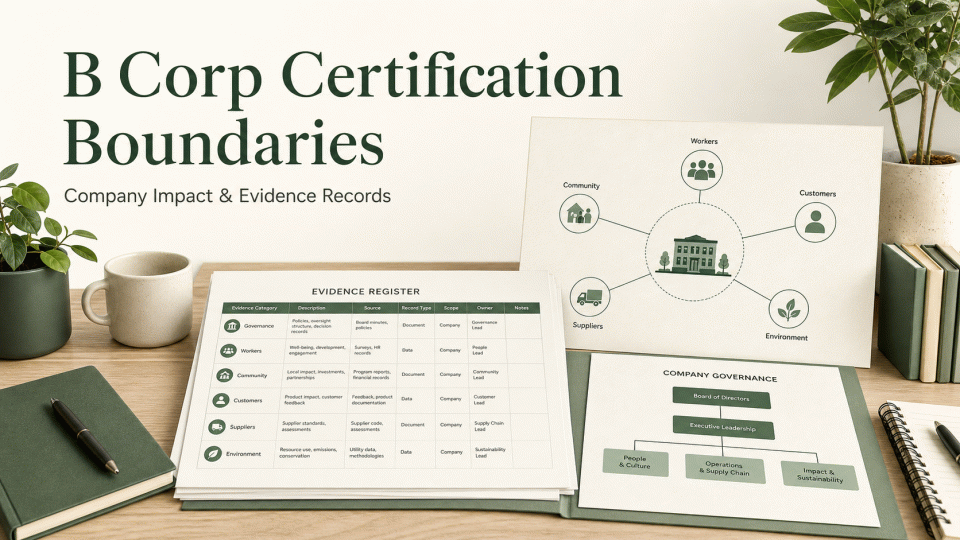 B Corp Certification Boundaries: Organizing Company-Level Evidence