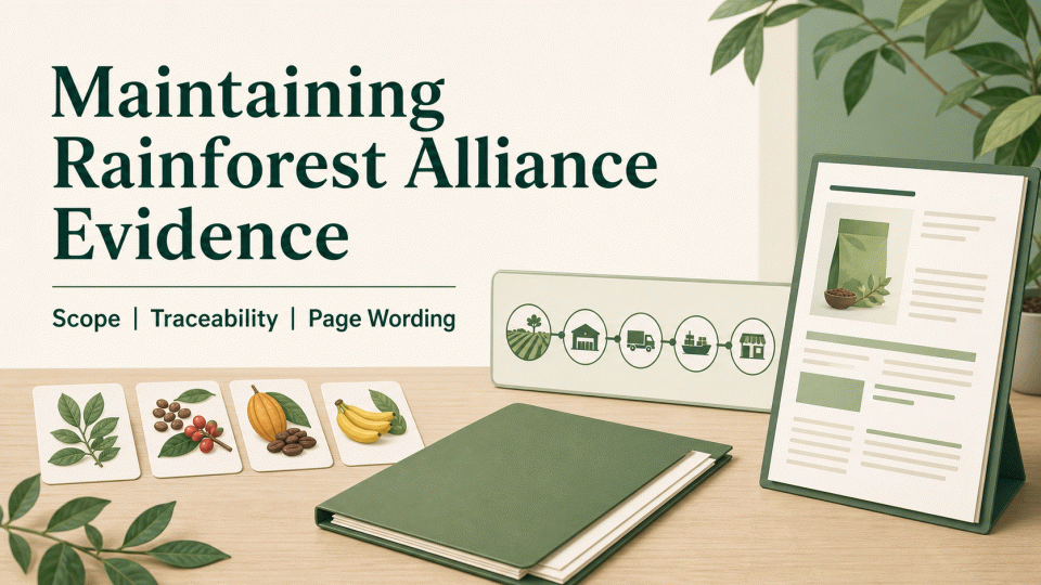 Maintaining Rainforest Alliance Evidence: Scope, Traceability, and Page Wording