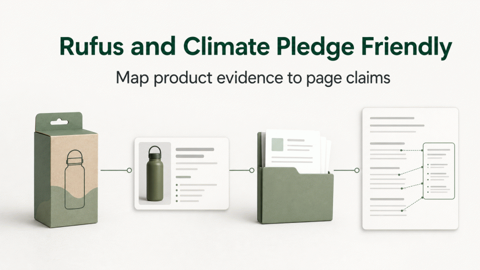 Rufus and Amazon Climate Pledge Friendly: Map Product Evidence to Page Claims
