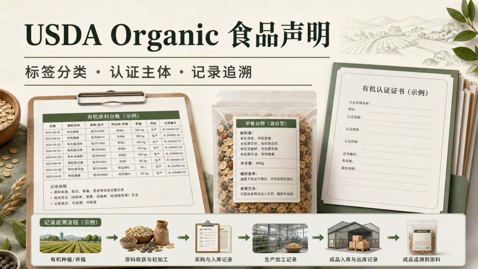 USDA Organic 食品声明：标签分类、认证主体与追溯记录