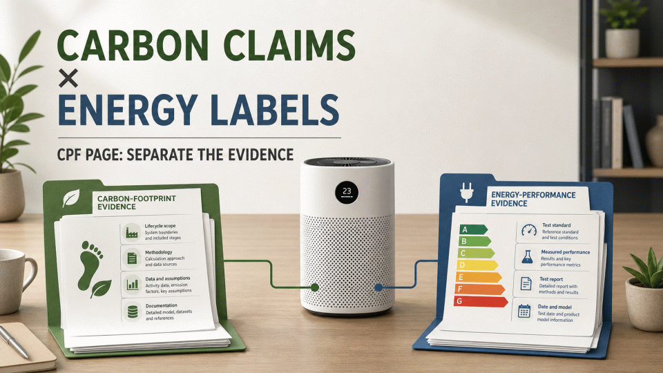 How to Separate Carbon Claims and Energy Labels on a CPF Product Page