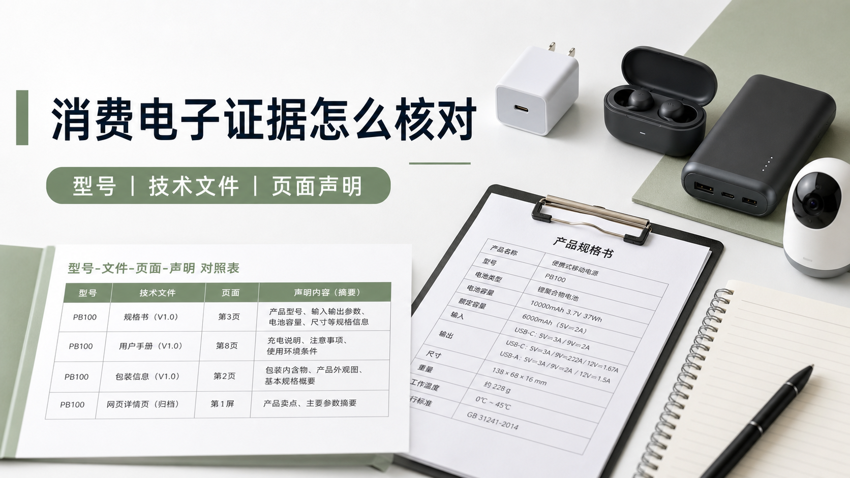 消费电子证据怎么核对：型号、技术文件与页面声明
