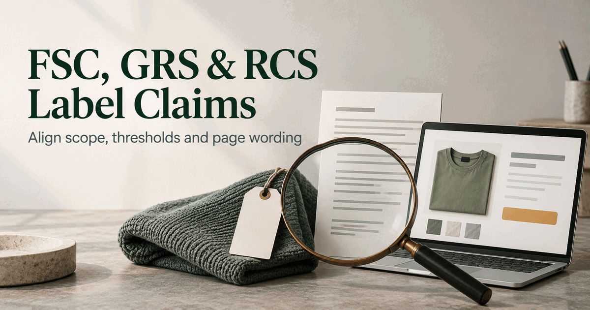 Four records to align: exact product, certificate scope, approved label artwork and online claim