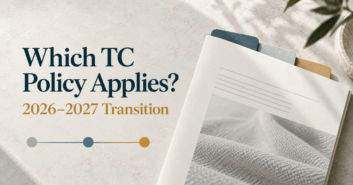 Which TC Policy Applies During the 2026–2027 Transition?