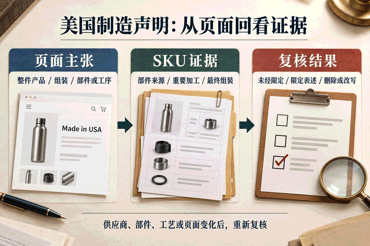 美国制造声明证据路径：从主张类型回看SKU部件、加工与页面整体印象