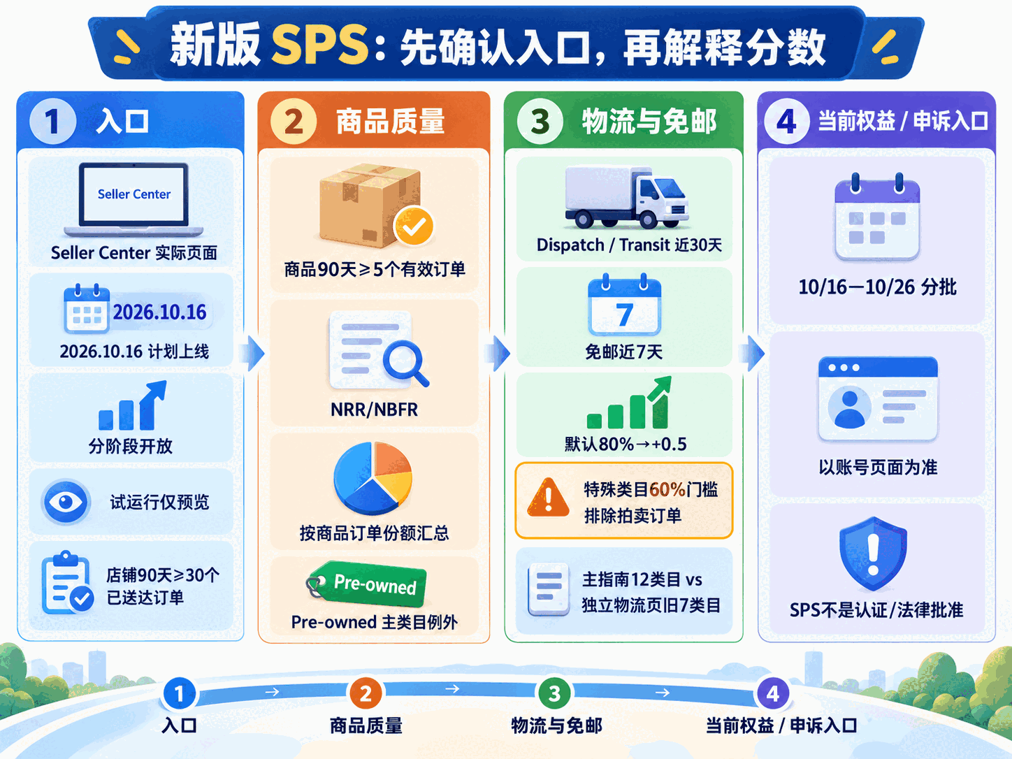 新版SPS卖家核对顺序：入口、商品、物流、权益与申诉