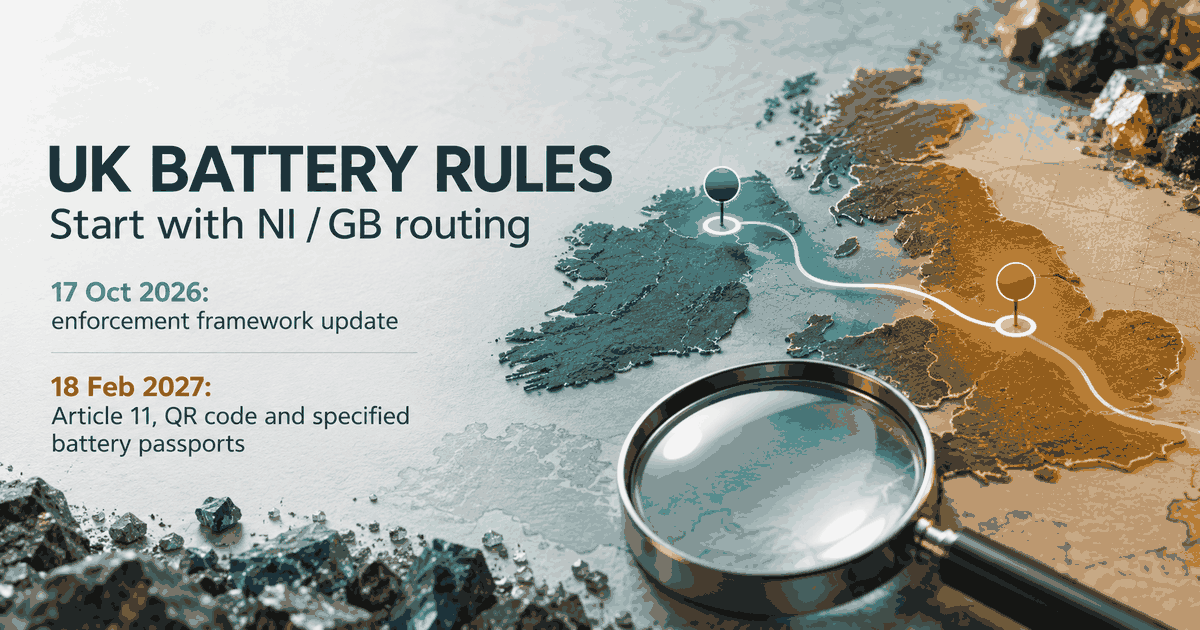 Northern Ireland Battery Rules in 2026: Separate the NI and GB Routes Before the 2027 Milestones