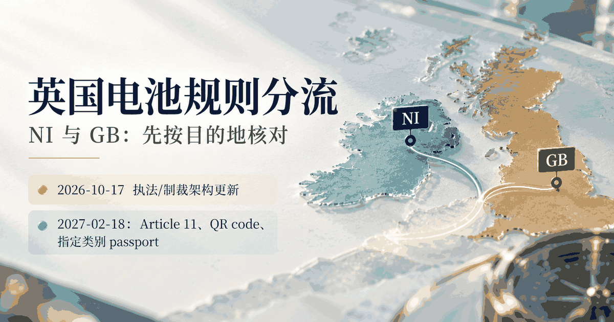 10月17日北爱尔兰电池规则更新后，英国市场要先分哪两条线？