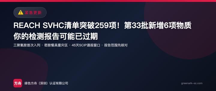 REACH SVHC 第33批更新后，检测报告要核对哪些项目