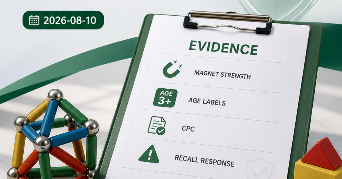 After a magnetic toy recall, CPC repair means rebuilding the magnet, age and listing evidence chain