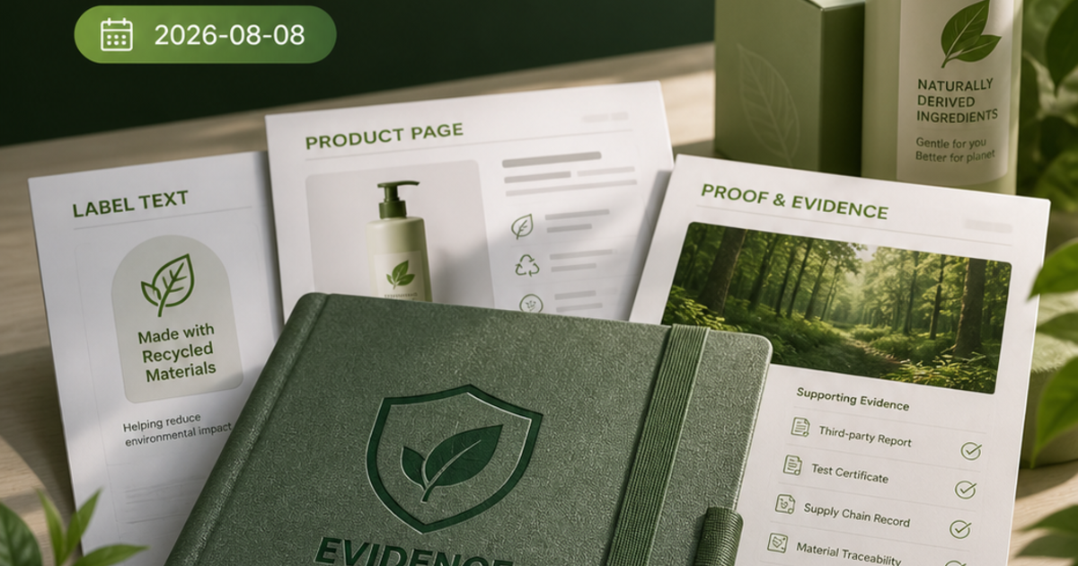 Green claims rules near 27 September: map labels, product pages and evidence