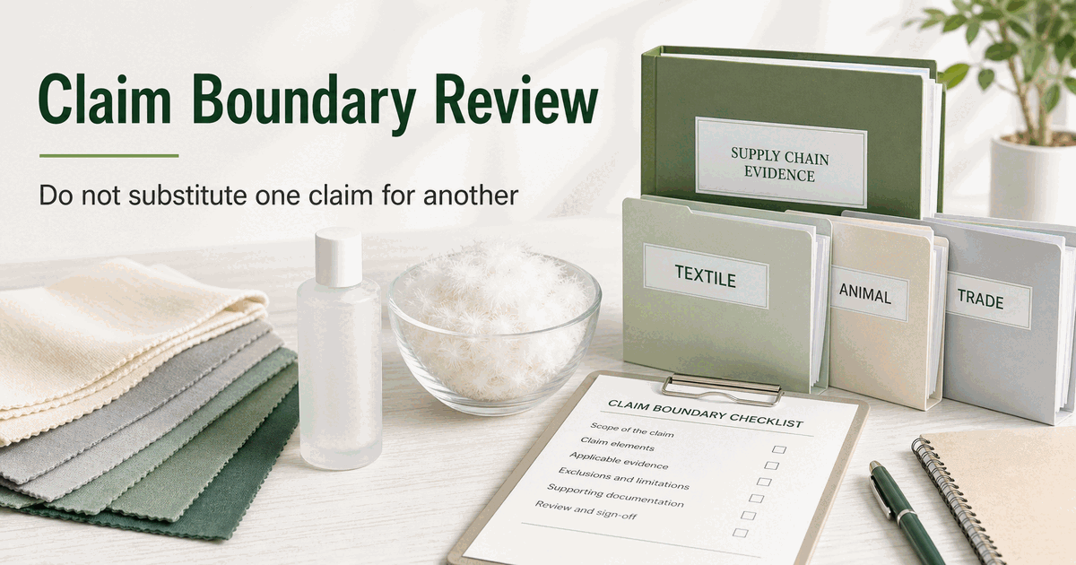 CPF Claim Boundaries: Textile Chemistry, Cruelty-Free, Down, and Fair Trade