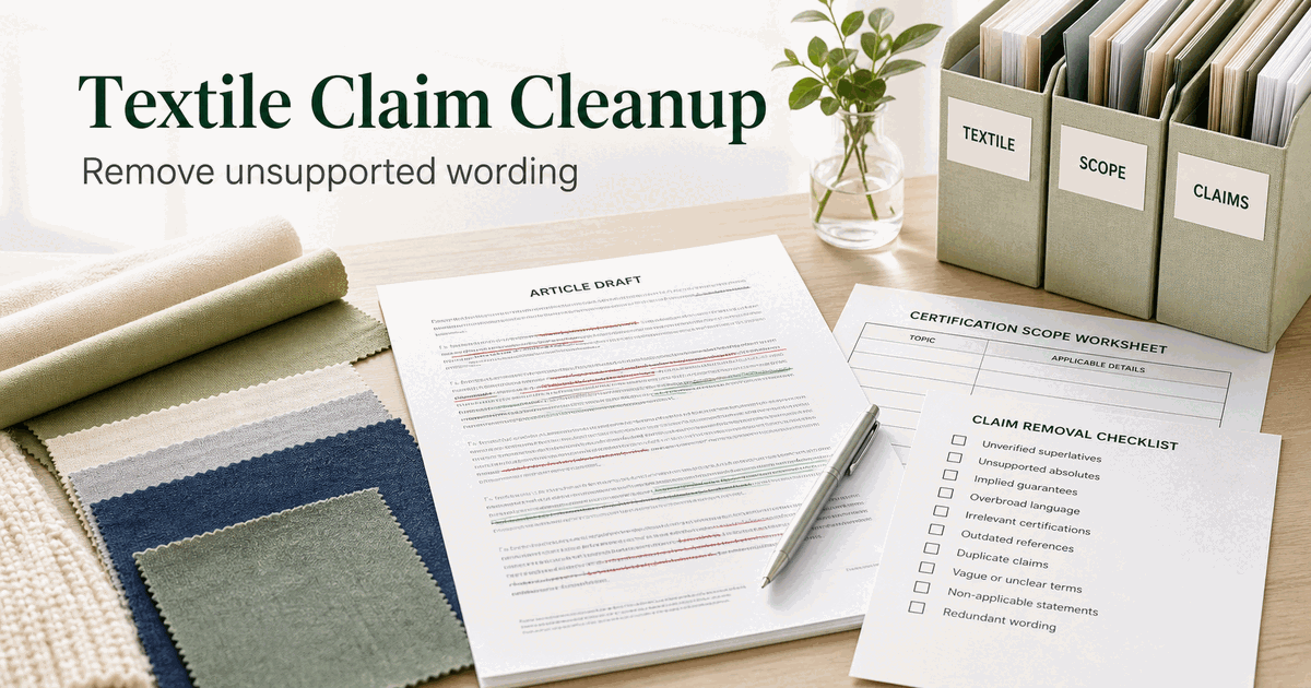 OEKO-TEX and GOTS Legacy Copy Cleanup for Textile Claims